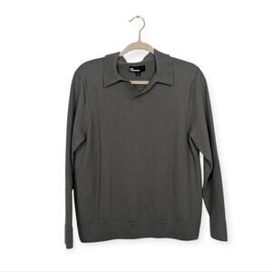 The Commons Merino Wool Sweater XL Gray Collared Long Sleeve Knit Pullover